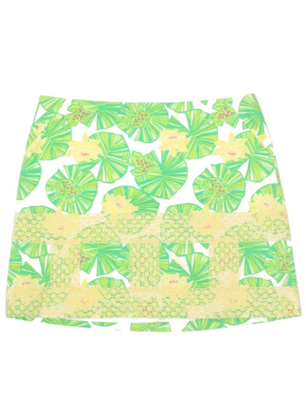 LILLY PULITZER Hip Hop Horray Lily Pad Green Yellow Crochet Skirt sz 14 /112